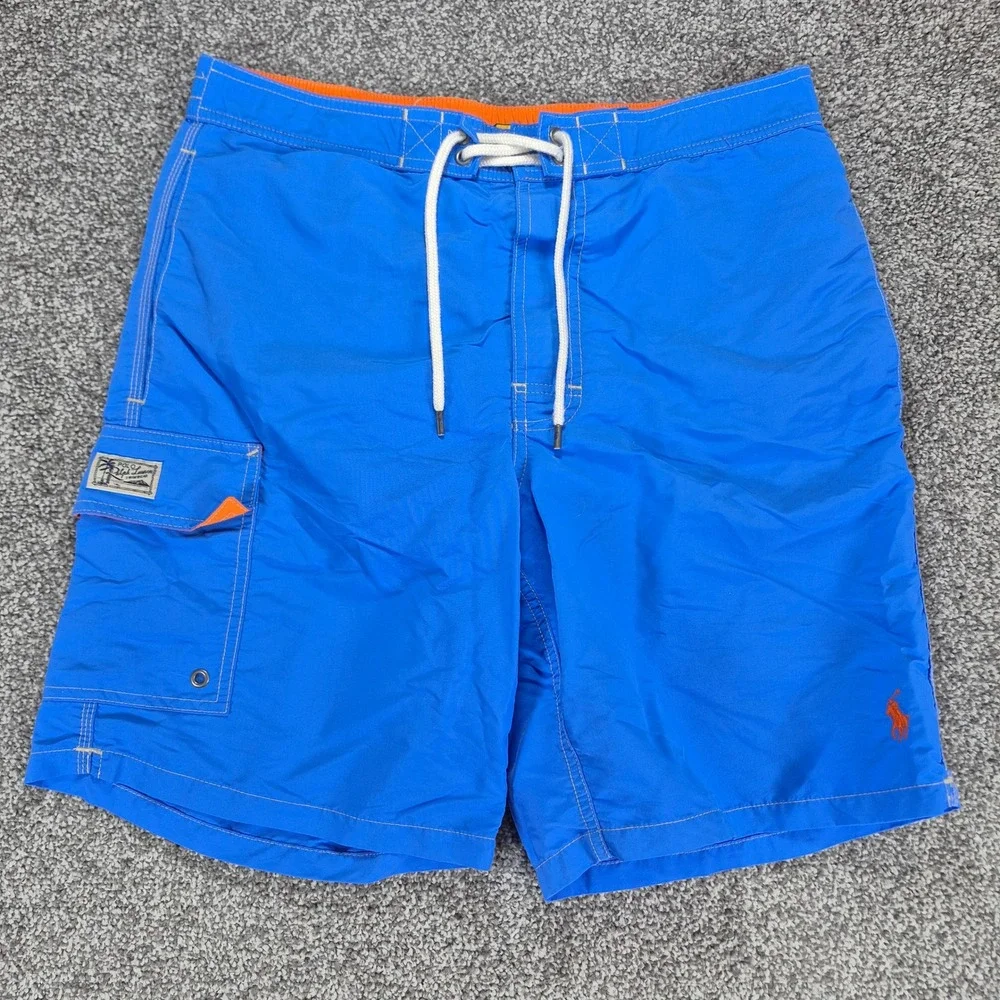Polo‎ Ralph Lauren Swim Trunks Mens Small Blue Cargo Pocket Mesh Lined Shorts
